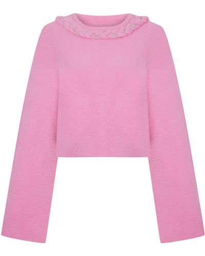 Nocturne Embellished Knit Sweater Pink