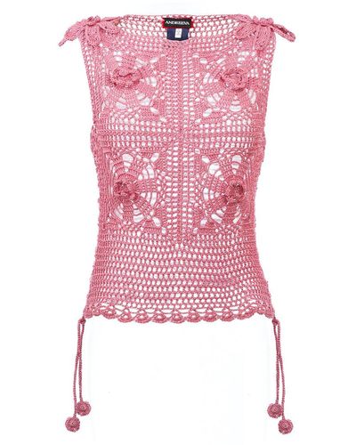 Andreeva Dust Rose Handmade Crochet Top - Pink