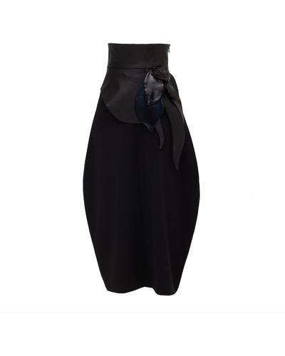 Julia Allert High-waisted Skirt With Asymmetrical Faux Leather Belt - Black