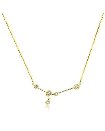 Genevieve Collection Cancer Zodiac Constellation Necklace 18k Yellow & Diamond - Metallic