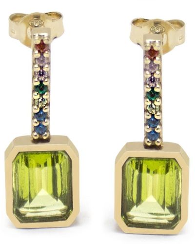 Vintouch Italy Luccichio Gold Vermeil Peridot Rainbow Earrings - Green