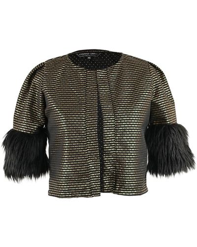 Jennafer Grace Ie Faux Fur Cuff Crop Jacket - Metallic