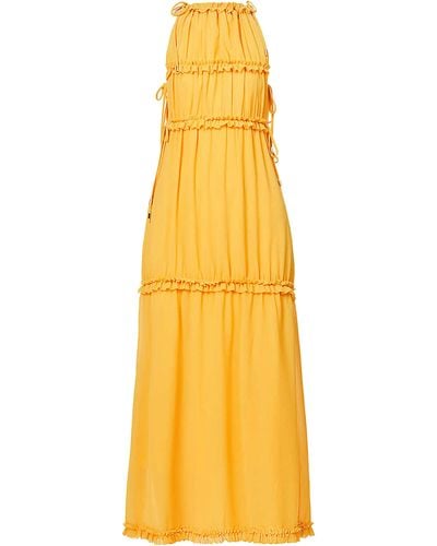 Amy Lynn Dallas Orange Ruffle Maxi Dress - Yellow