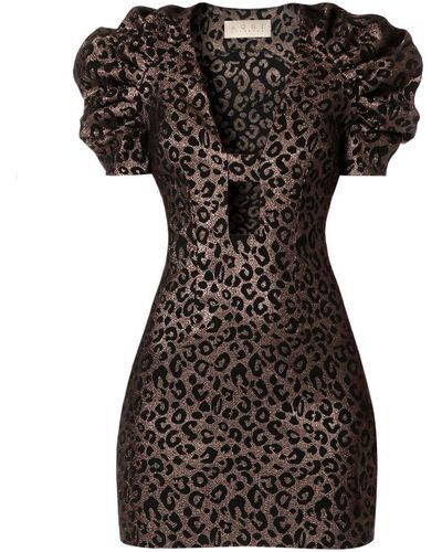AGGI Kitty En Cheetah Puffed Sleeves Mini Party Dress - Black
