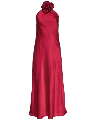 Vasiliki Atelier Belle Scarlet Dress With Crystallized Flower - Red