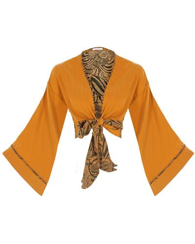 Movom Nomi Tie Front Blouse - Orange