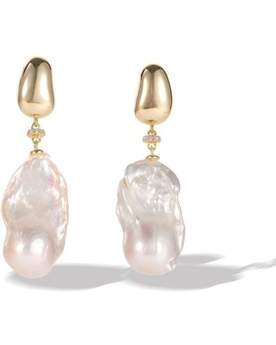 Classicharms Doris Vermeil Large Natural Baroque Pearl Drop Earrings - White