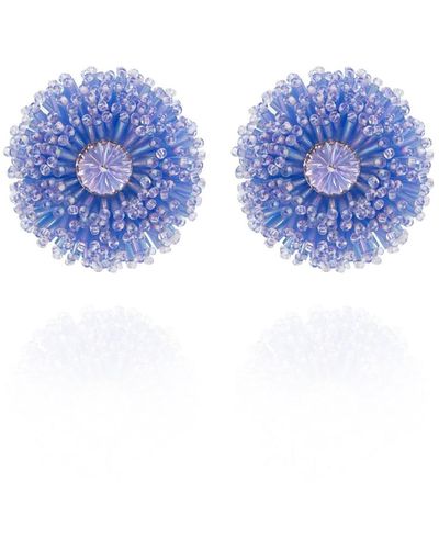 Saule Label Chiara Clip On Earrings In Lavender Frost - Blue