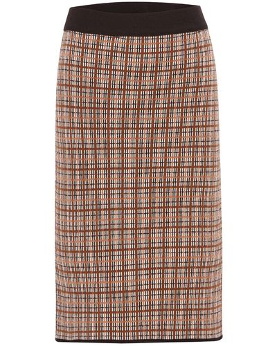Peraluna Plaid Jacquard Knitwear Knee-lenght Skirt - Brown