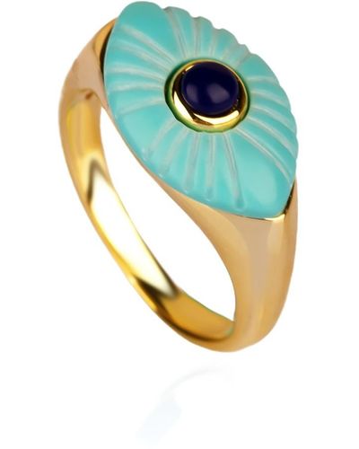 Ep Designs Turquoise & Lapis Evil Eye Ring - Blue