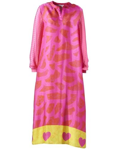 Soul Kathrine Long Sleeve Maxi Dress Fancy Three - Pink