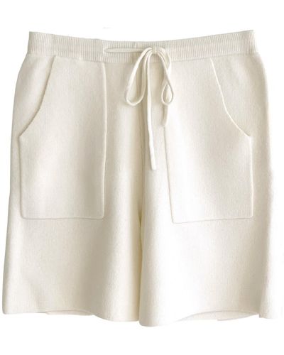 Zenzee Neutrals Cashmere Cargo Pocket Shorts - White
