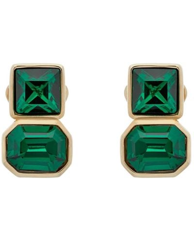 Emma Holland Jewellery Gold & Emerald Crystal Clip Earrings - Green