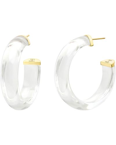 Gold & Honey Small Clear Illusion Hoop Earrings - White