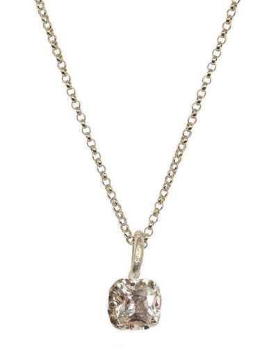 Lily Flo Jewellery Nova Starburst Cushion Cut Diamond Pendant Necklace - Metallic