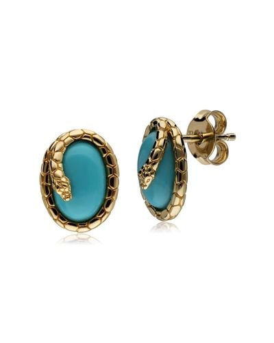 Gemondo Ecfewtm Turquoise Snake Stud Earrings - Blue