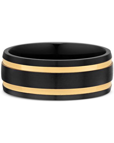 Nialaya Black Band Ring With Gold