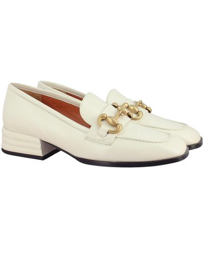 Saint G. Jenny Leather Block Heels Loafer - White