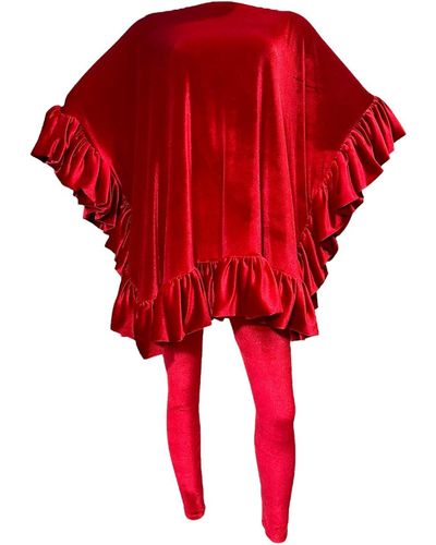 Julia Clancey Ruby Mini Ruffle Dress & leggings Set - Red