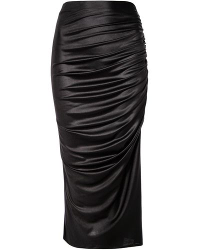AGGI Judy Power Midi Creased Skirt With Slit - Black