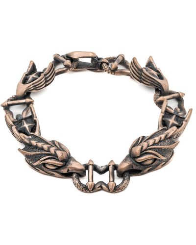 Ebru Jewelry Handmade Bronze Eagle Bold Chain Unique Bracelet - Metallic