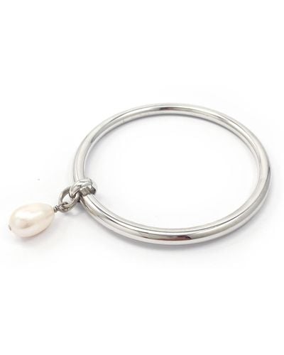 Biko Jewellery Pearl Drop Bangle - Metallic