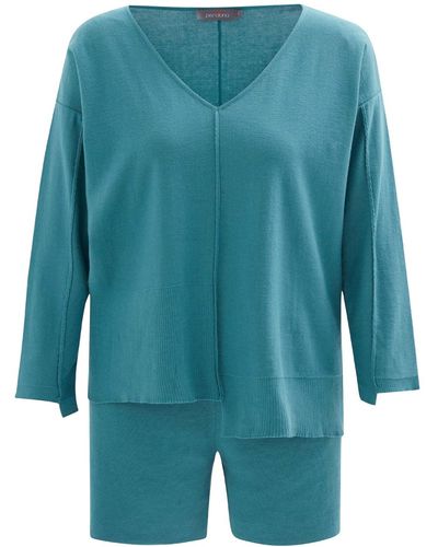 Peraluna Fine V-neck Knitted Tunic In Turquoise - Blue