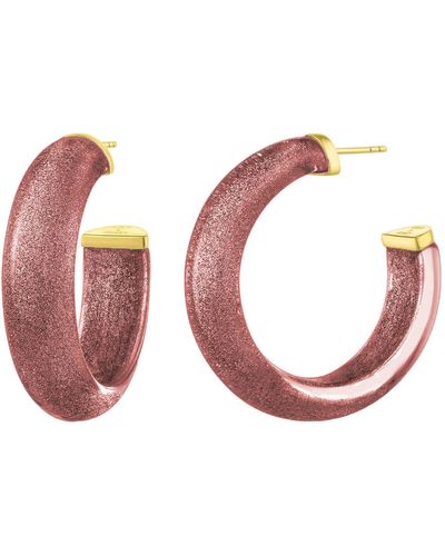 Gold & Honey Medium Illusion Hoops In Cocoa - Pink