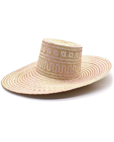 Washein Seashell Pink Wide Brim Straw Hat - Natural