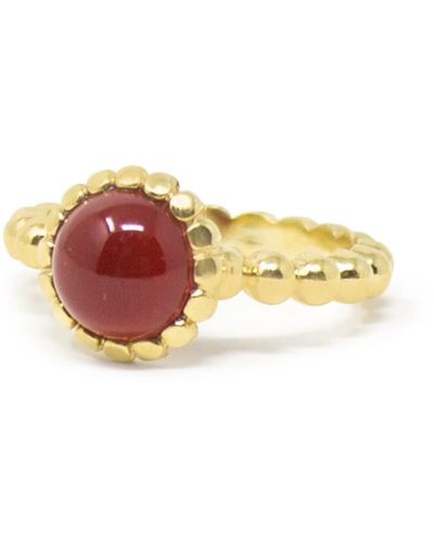 Vintouch Italy Carnelian Beady Stacking Ring - Red