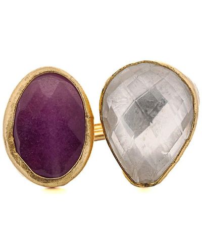 Ebru Jewelry Passion & Balance Double Gemstone Adjustable Ring - Purple