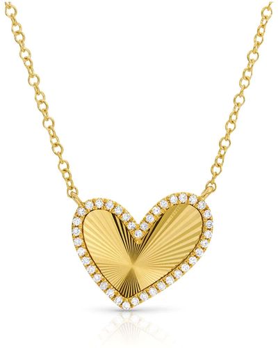 770 Fine Jewelry Fluted Asymmetrical Diamond Heart Necklace - Metallic