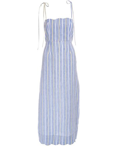 Sofia Tsereteli Linen Striped Dress - Blue