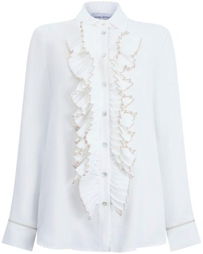 James Lakeland Front Ruffle Button Up Shirt - White