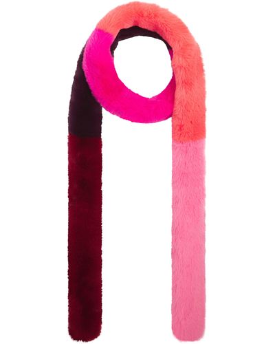 Nooki Design Neutrals / Carousel Faux Fur Stripe Scarf-coral - Pink
