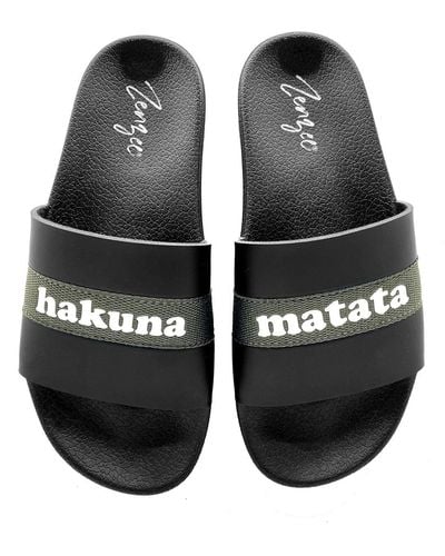 Zenzee Hakuna Matata Slide Sandals - Black