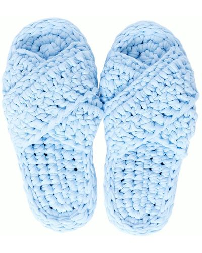 N'Onat Handmade Crochet Slippers In - Blue