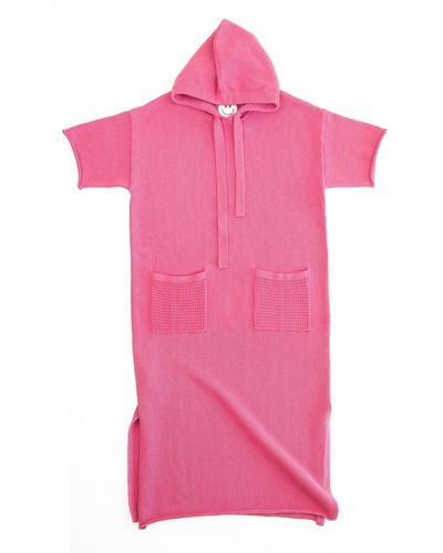 Zenzee Cotton Hoodie Dress - Pink