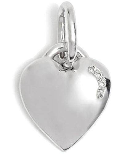 Kaizarin Initial Tiny Heart White Gold Pendant - Metallic