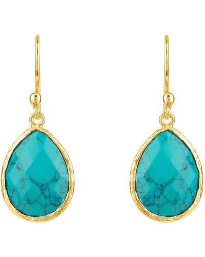 LÁTELITA London Petite Drop Earrings Arizona Turquoise Gold - Multicolor