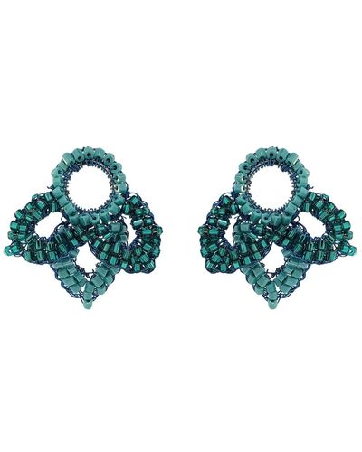 Lavish by Tricia Milaneze Ocean Mix Mermaid Mini Posts Handmade Crochet Earrings - Green