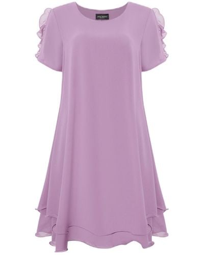 James Lakeland Short Sleeve Wave Hem Dress Lilac - Purple