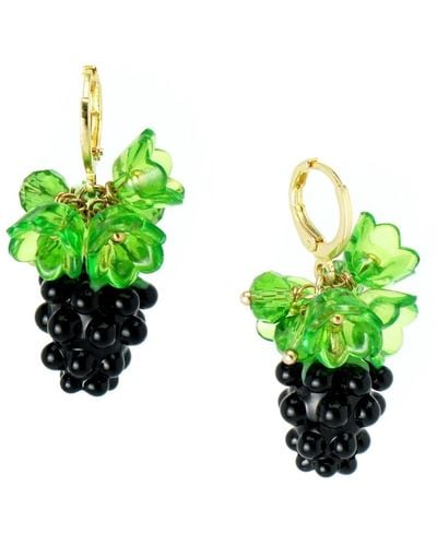 I'MMANY LONDON Very Berry Berry And Blooming Flower Drop Earrings - Green