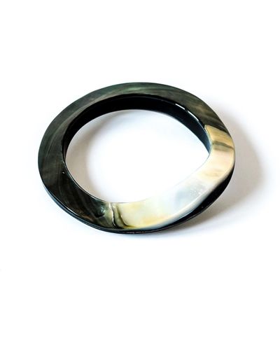 LIKHÂ Mother-of-pearl Bangle Iridescent Grey - Green