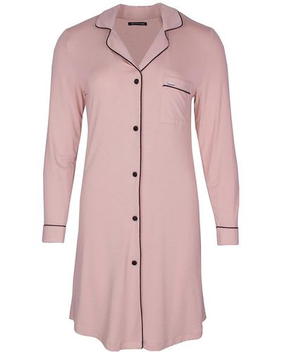 Pretty You London Bamboo Long Sleeved Womens Classic Nightshirt In Pink