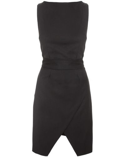 AVENUE No.29 Round Neckline Wrap Midi Dress - Black