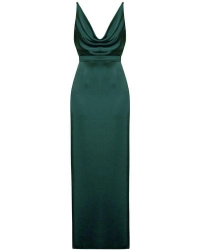 UNDRESS Amila Long Evening Dress With Cowl Neck - Green