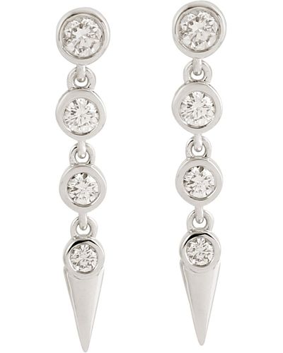 Artisan Natural Bezel Set Diamond & 18k Gold Spike Design Dangle Earrings - Metallic