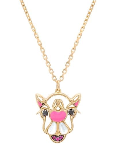 Intisars Cammello Baby Girl Pink Enamel Necklace - Metallic
