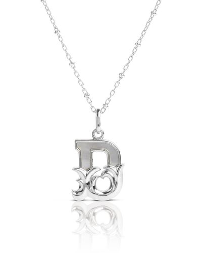 Kasun Solid D Initial Necklace With Mother Of Pearl - Metallic